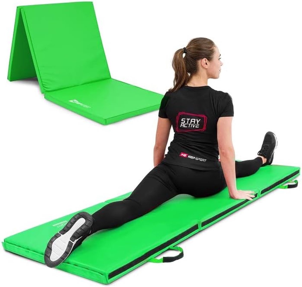Hop-Sport opvouwbare turnmat HS-065FM - zachte vloermat voor thuis 180x60x5cm - fitnessmat, turnmat met handvatten en klittenbandsluiting, dikte 4cm / 5cm