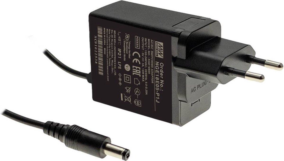 MW Mean Well NGE18E24-P1J Stekkernetvoeding, vaste spanning 18 W