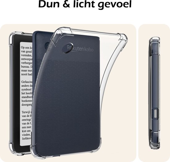 Hoesje Geschikt voor Kobo Clara BW eReader Hoes Siliconen Case - Shockproof Back Cover Geschikt voor Kobo Clara BW - Transparant van Merkloos — afbeelding 5