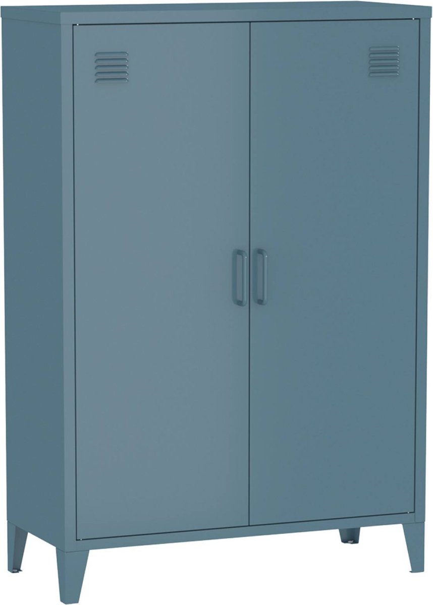 sweeek - Industriële metalen kast 2 vakken 2 deuren 75cm - soho