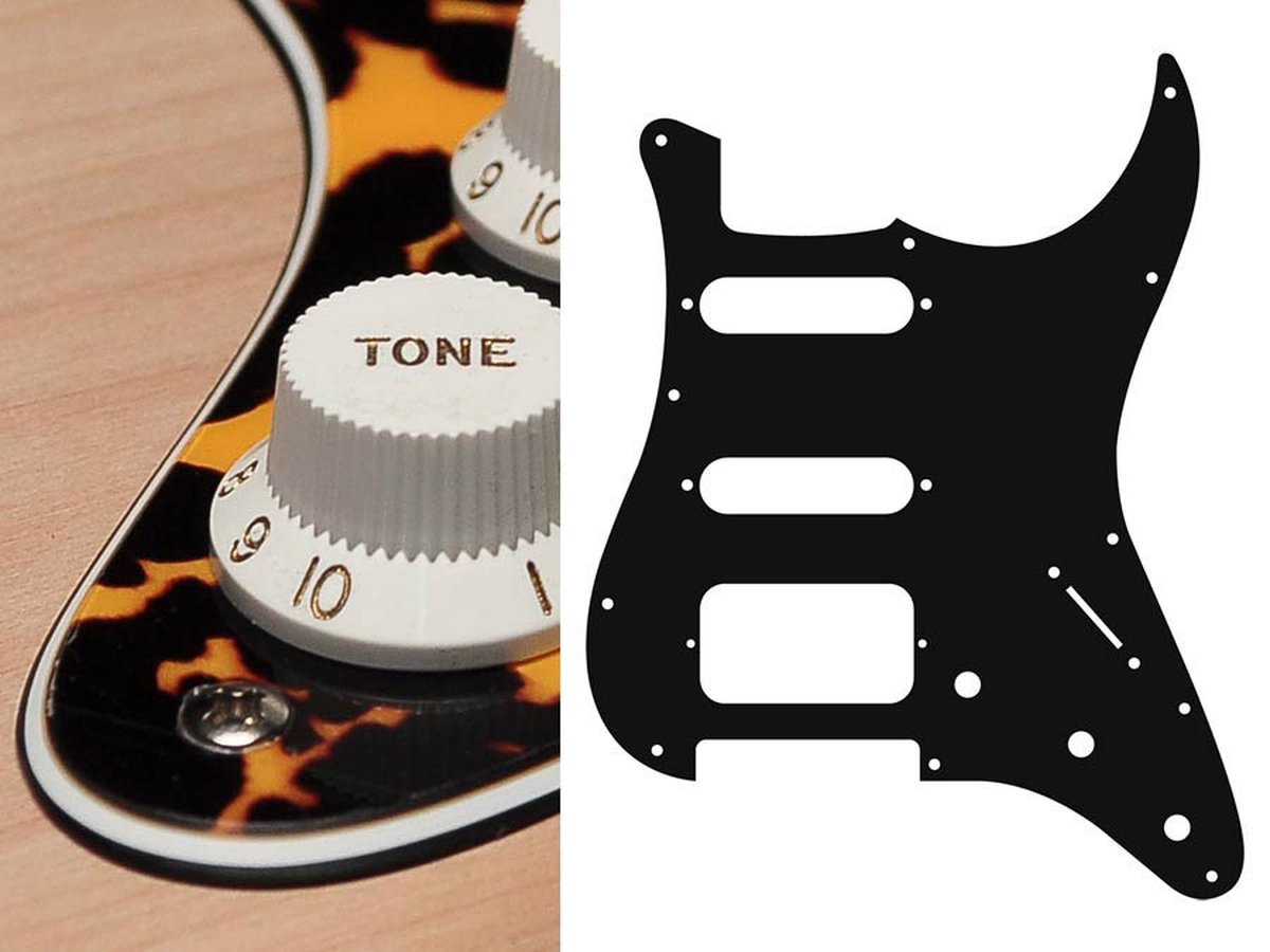 Boston ST-323-WCY pickguard, Stallion, SSH, 3 pot holes, 3-5 switch, 3 ply, wild cat yellow
