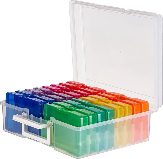MATANA Opbergdoos voor Foto's met Labels voor 600 5R-Foto's (Veelkleurige Hoesjes) - Multifunctioneel