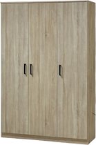 Interiax Opbergkast - Kledingkast 'Lucas' - 3 Deuren, 1 Hanger & 4 Legplanken | Sonoma Eik | 184x120x52 cm