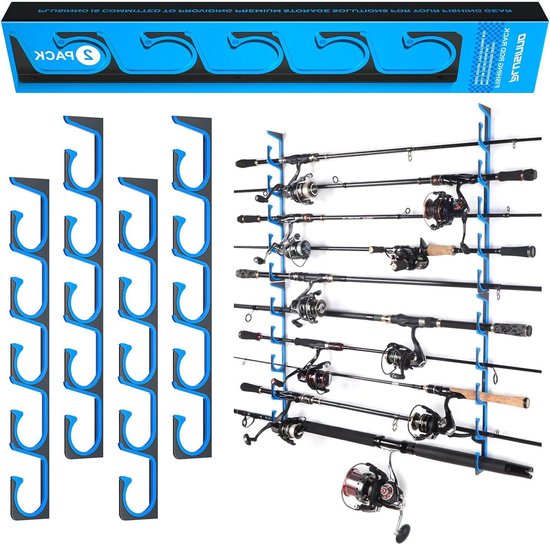 PLUSINNO H5 Horizontal Rod/Post Holders for Garage, Wall or Ceiling Mounted Rod Rack, Aviation Aluminum Rod Holder for Up to 10 Rods, Combos or Nets Storage Racks