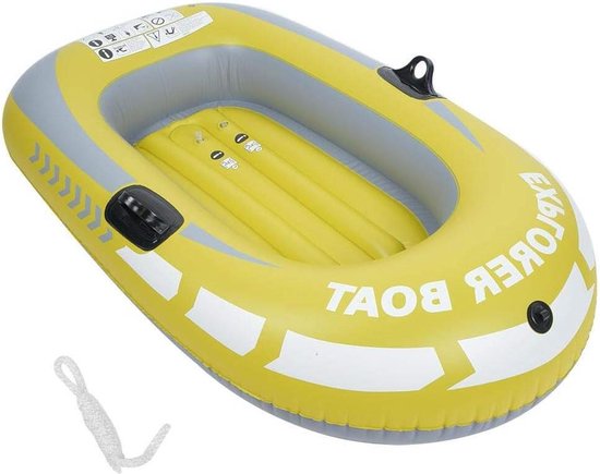 Opblaasboot voor 1 persoon - zeer sterk pvc - 55 kg - volwassenen en kinderen - 109 x 87 x 66 cm - luchtkussenvoertuig - vissersboot met touw - opblaasbare kajak - watersport