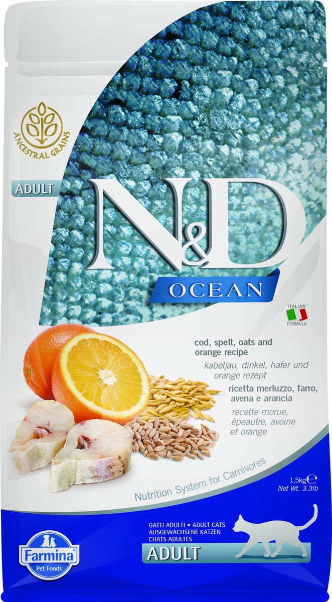 Kattenvoer Farmina N&D OCEAN Volwassen Oranje Kabeljauw 1,5 Kg