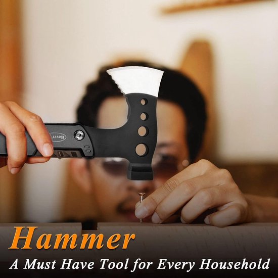11-in-1 Multitool bijl mes hamer zaag flesopener schroevendraaier nylon schede - perfect cadeau voor mannen camping wandelen survival — afbeelding 3