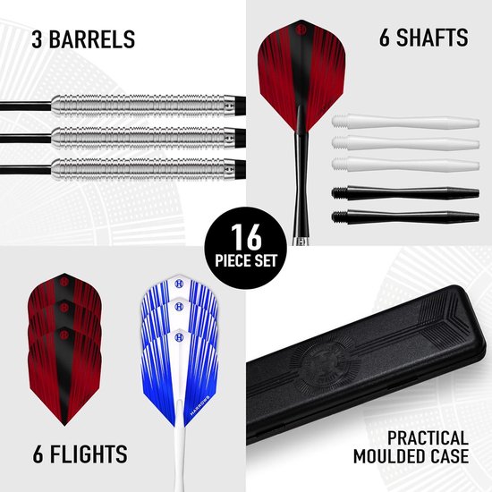 90% Tungsten Steel Tip Darts Set 21g 23g & 25g - Met Reserveassen - Prime Flights - Reiskoffer (30 gram) van Grebarley — afbeelding 2