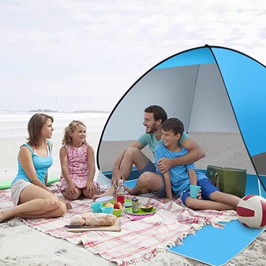 Pop-up strandschelptent - 2 personen - UV-bescherming - opbergtas - haringen - 200 x 165 x 130 cm - strandtent - zonwering - lichtblauw van POP — afbeelding 2