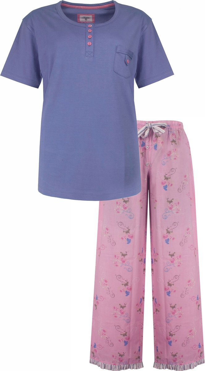 Tenderness Dames Pyjama - Polo Sluiting - Lavendelblauw - Maat S