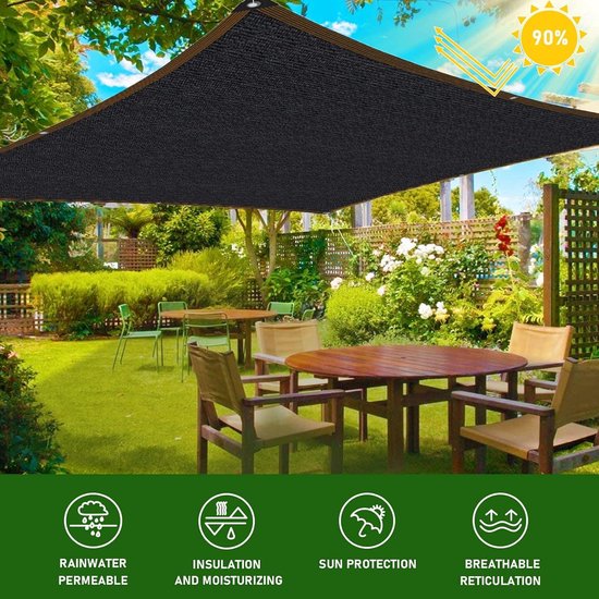 Waterdichte Zonneschermluifel 1 x 2.4 m Rechthoek 98% Uv-Bestendig, Waterdicht Tuinzeil Buitenzonwering met Bevestigingstouwen Voor Tuin, Patio, Tuin, Garage, Zand geel