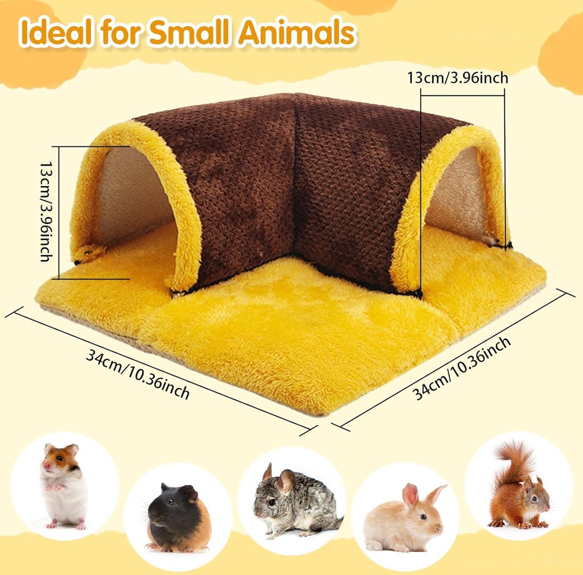 Cavia-tunnelkooi, schuilplaats, cavia-speelgoed, hamsterbed met wasbare Cavia-tunnelkooi, schuilplaats, cavia-speelgoed, hamsterbed met wasbare
