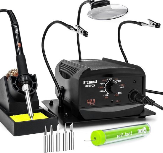 Stamos Welding Group S-LS-4 Digitaal Soldeerstation 60 W LED Display Soldeertemperatuur: 200-480 °C 60 W Soldeerbout 3 Heteluchtmonden en 1 Soldeerpunt
