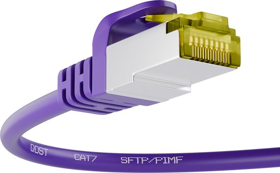 Qost - Câble internet CAT7 10G - SFTP PIMF - 10 Gbps / 500 MHz - 100% cuivre - Connecteurs RJ45 - Câble patch / Câble réseau - 15 Mètres - Violet