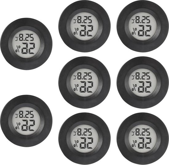 Digital Hygrometer Thermometer für Innenräume: Nizirioo 6 Pack LCD Mini Luftfeuchtigkeitsmesser, ℃/℉ Raumthermometer Mini Hygrometer für Gewächshaus Keller Babyzimmer, Schwarz Rund