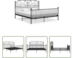 vidaXL Tweepersoons Bed - Metalen Bed Frame - Bedframe metaal zwart 200x200 cm - Zwart Bed - Slaapcomfort - Bedstede