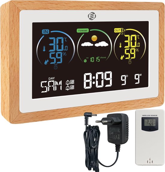 Weerstation | Denver | Binnen en buiten (8-in-1 buitensensor, Klok