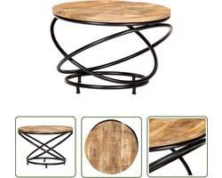 The Living Store Mangohouten Salontafel - Creatief Pootontwerp - Tropisch Hardhout - 60 x 40 cm (Ã¸ x H) - Zwart