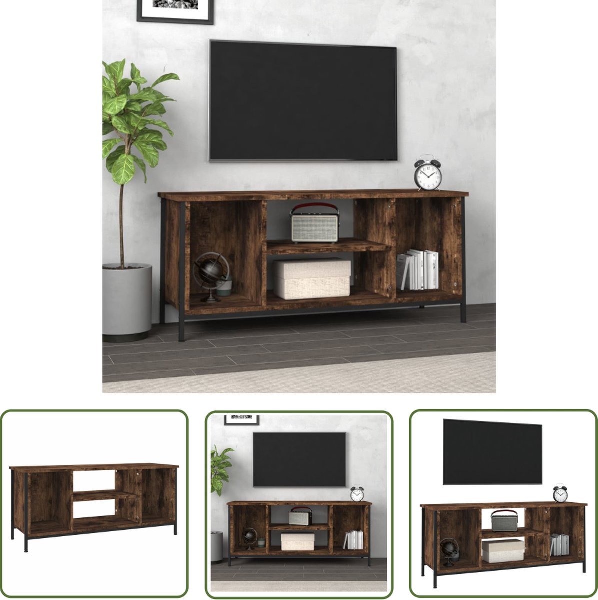 vidaXL Tv Meubels - Tv Kast - Tv-meubel 102x35x45 cm bewerkt hout gerookt eikenkleurig - Hifi Kasten - Houten Tv Stand - Bruine Tv Kast