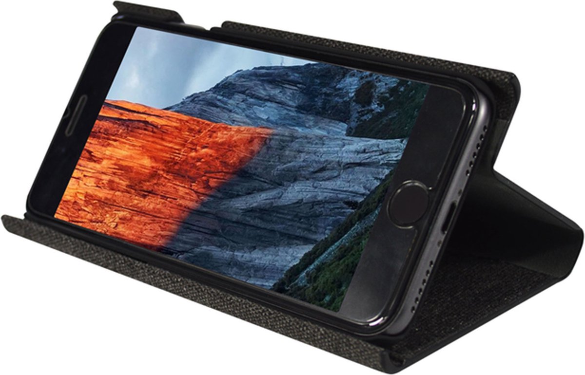 SoSeven, Hoesje Geschikt voor Apple iPhone XR Folio Trendy ontwerp met standaardfunctie, Zwart
