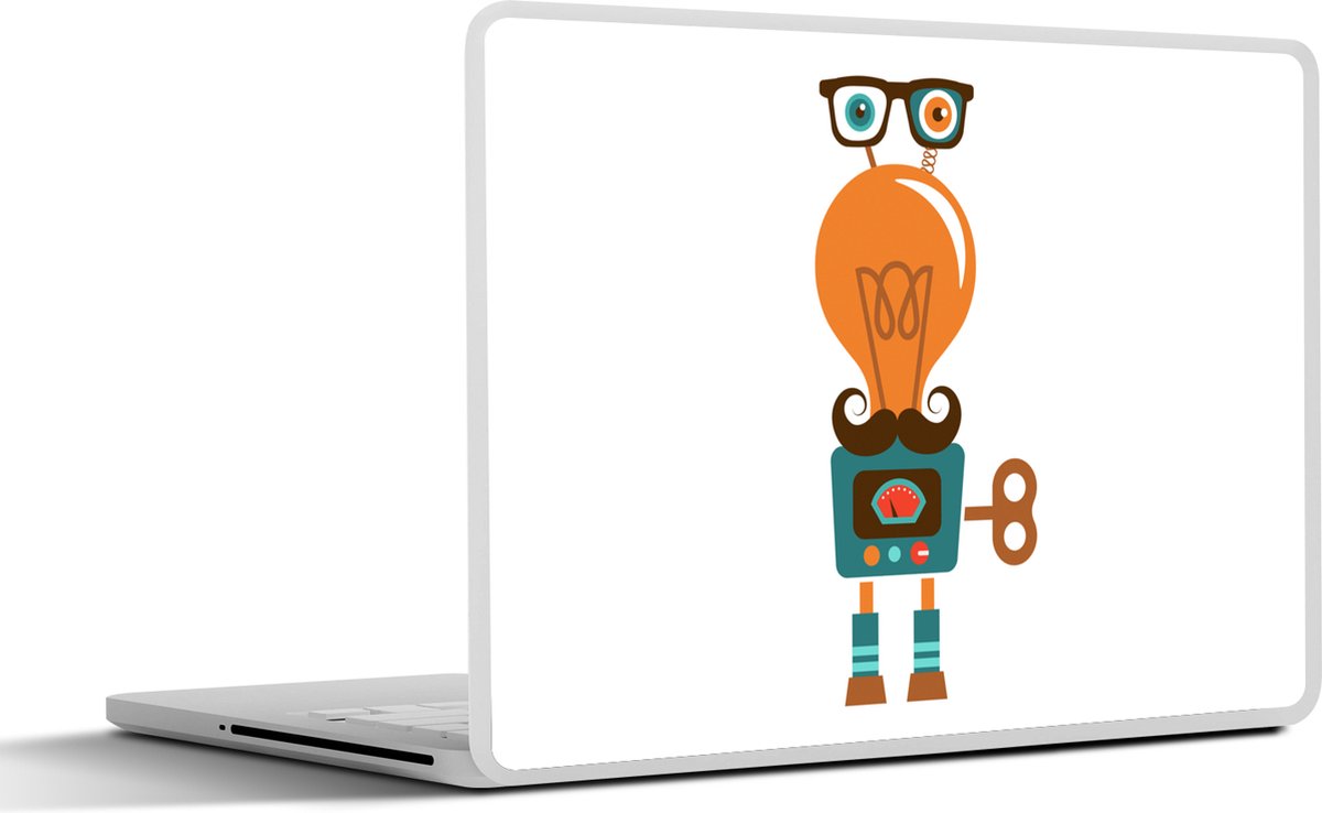 Laptop sticker - 11.6 inch - Robot - Bril - Gloeilamp - Snor - Kinderen - Jongens - 30x21cm - Laptopstickers - Laptop skin - Cover
