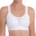 Vooraanzicht van een witte Anita Active sportbeha met mesh borstpaneel.