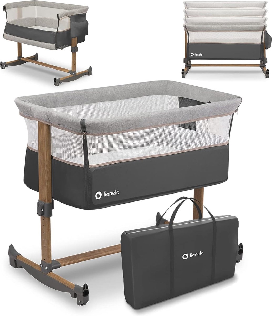 Bijzetbed voor baby met schommelfunctie en hoogteverstelling - 3-in-1 babybed met afneembare zijwand