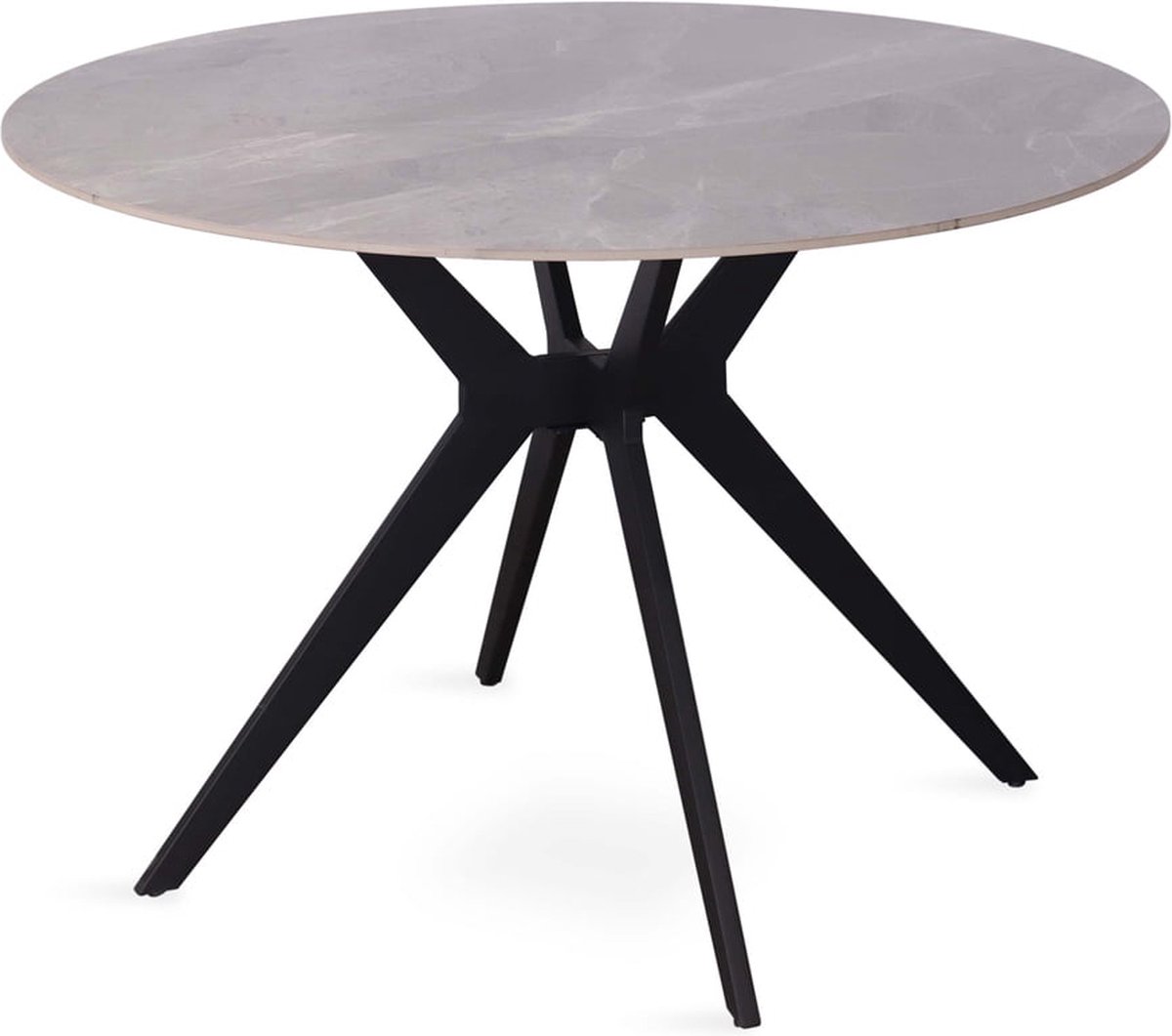 Eetkamertafel Jody Grijs - Metaal - Steen - Rond - 110x110 - Hoogte 75.5 cm