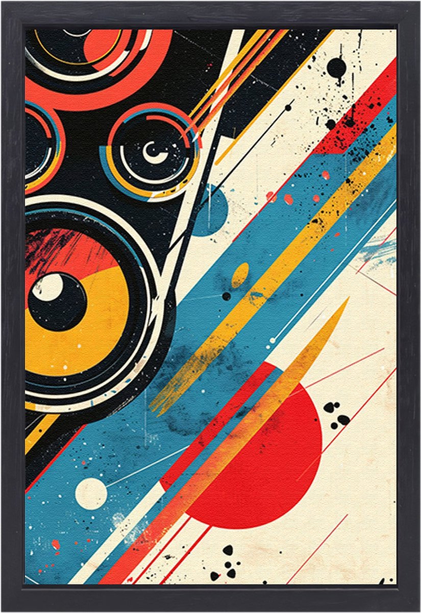 Luidsprekers schilderijen - Elektronica schilderijen - Canvas schilderijen Verfspatten - Muurdecoratie klassiek - Canvas met baklijst - Decoratie kamer canvas met baklijst 100x150 cm