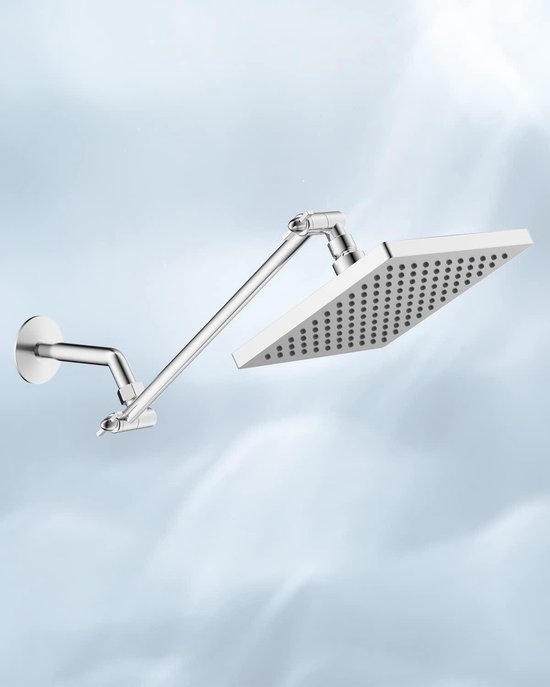 Regendouche douchekop 200 x 200 mm roestvrij staal vierkant inbouw spaar- en draaibare douche-ervaring van AquaVive — afbeelding 2