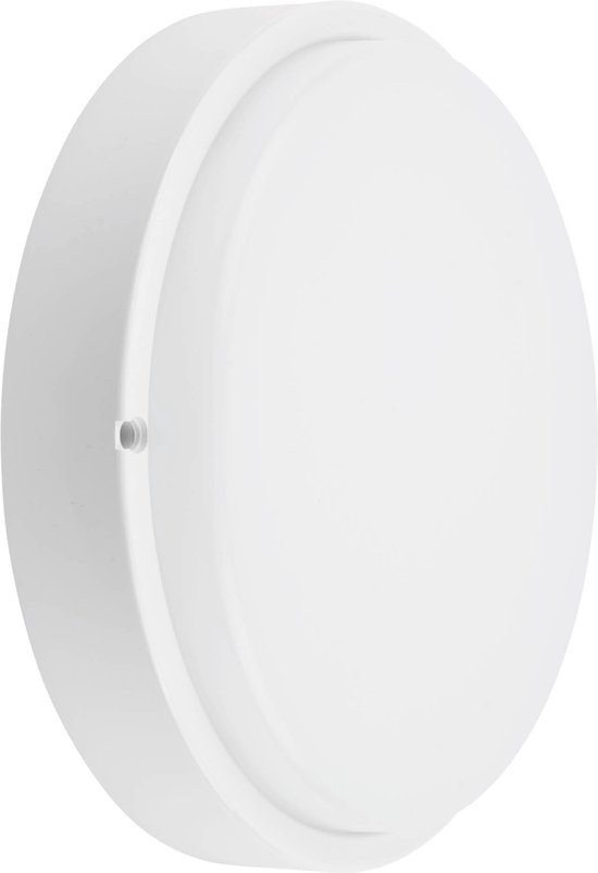Plafonnier Ledvion rond blanc, vu de trois quarts.