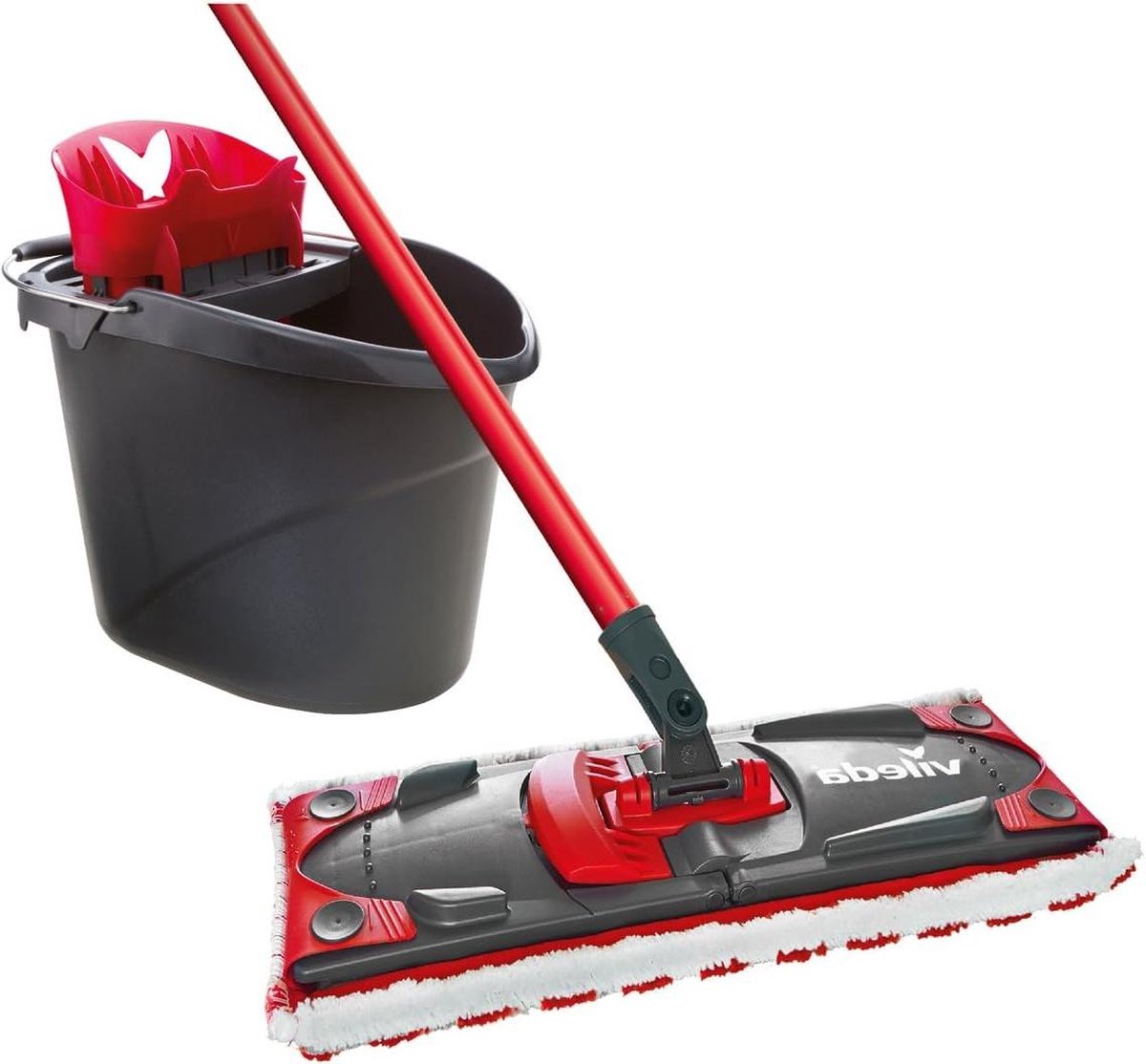 Goedkoopste Complete set met emmer en mop - Ultramax vloerreinigingsset - vlakke mop en microvezelhoes - duurzaam schoonmaaksysteem - love it clean