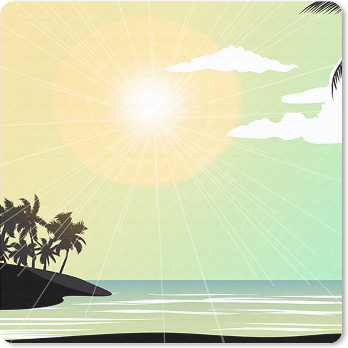 Muismat 30x30 cm - Mousepad Zon - Zee - Palmboom - Muismatten