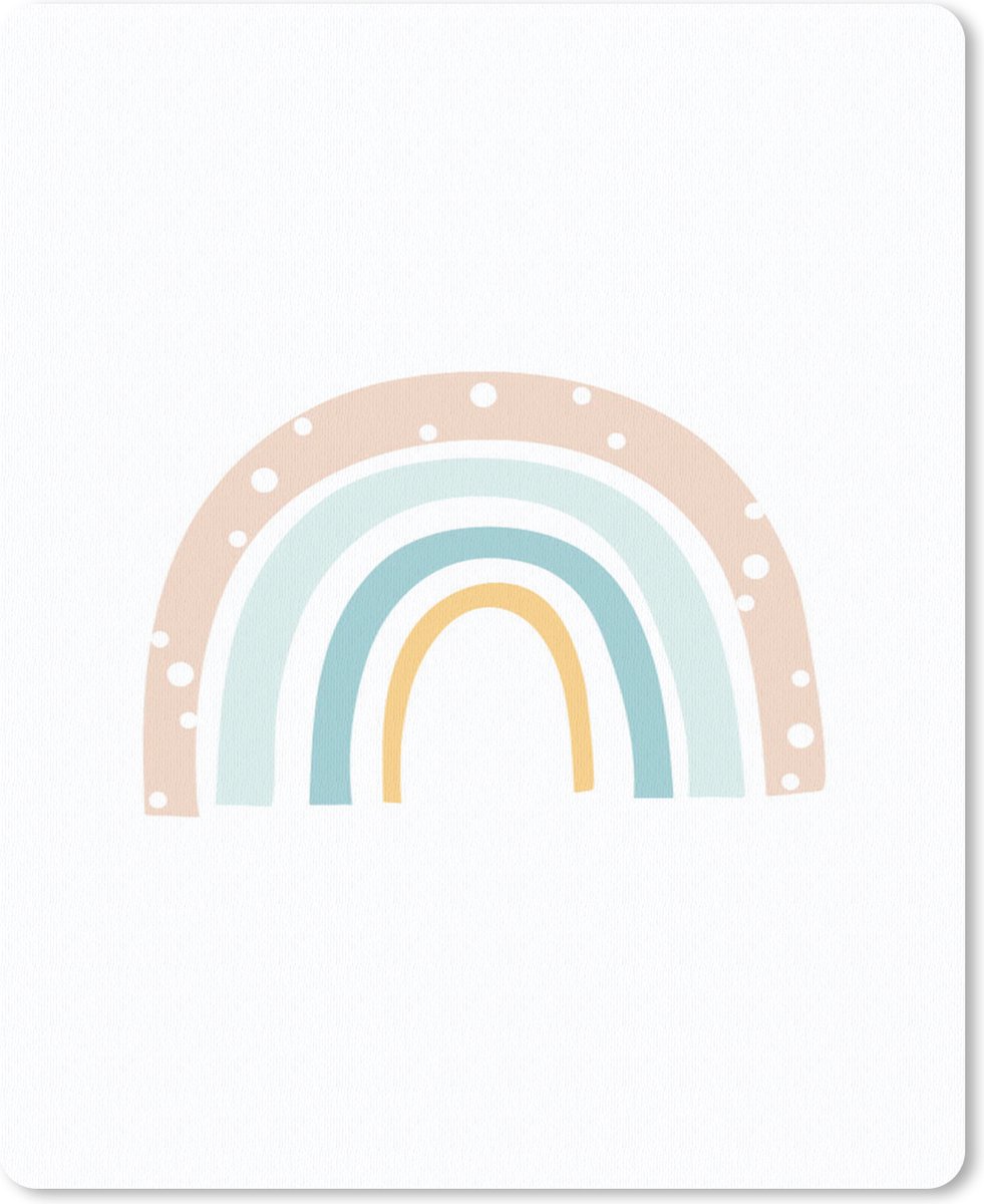 Muismat 19x23 cm - Mousepad Regenboog - Kinderen - Pastel - Stippen - Baby - Muismatten