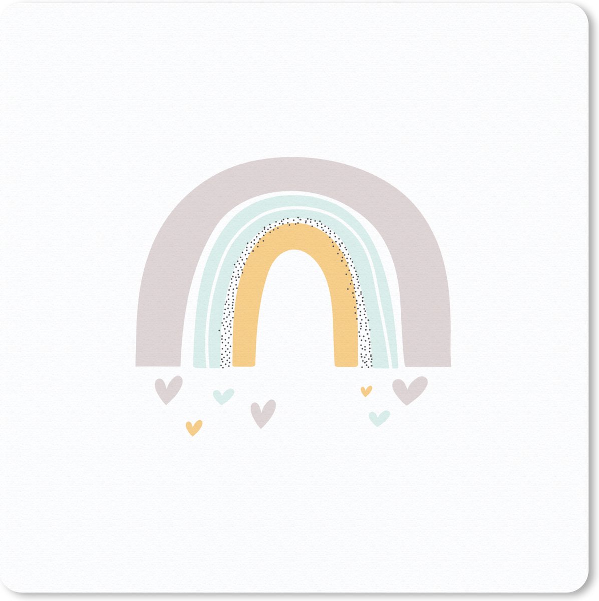 Muismat 20x20 cm - Mousepad Regenboog - Hartjes - Meisjes - Jongens - Pastel - Muismatten