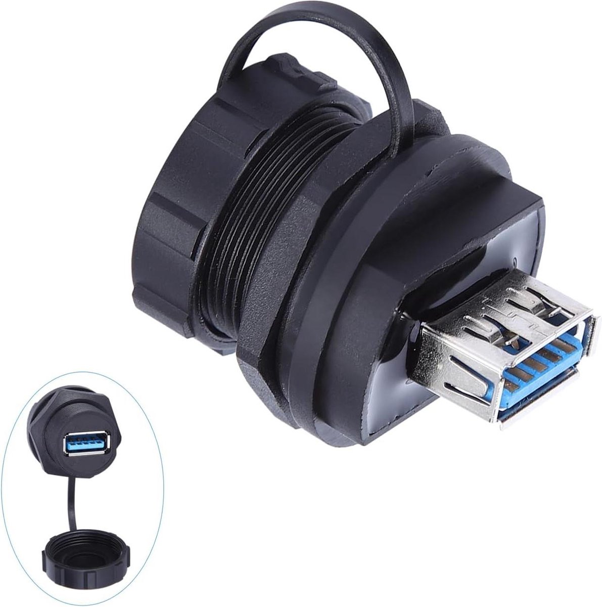 Dubbele USB 3.0-montageconnector PA66 Waterdichte connector - Oplaadpoort voor mobiele telefoon en digitale auto-harde schijf