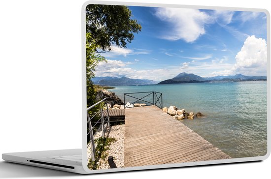 Autocollant pour ordinateur portable - 15,6 pouces - Lac de Garde - Jetée - Bois - 36x27,5 cm - Autocollants pour ordinateur portable - Peau pour ordinateur portable - Couverture