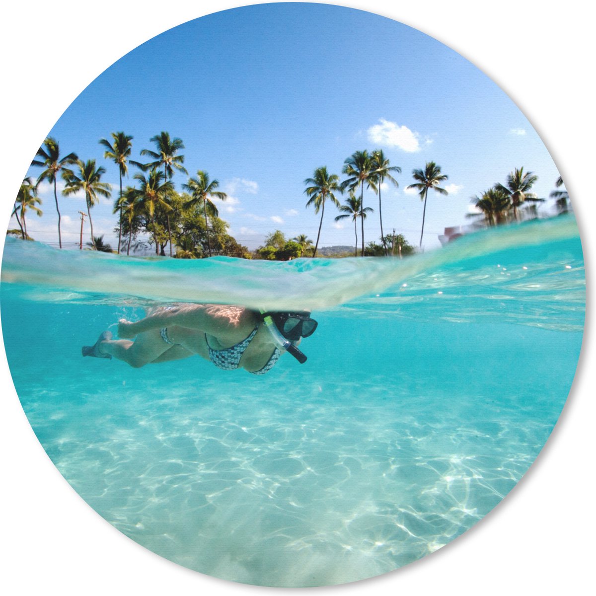 Muismat rond 50x50 cm - Mousepad Zee - Snorkel - Hawaii - Ronde muismatten