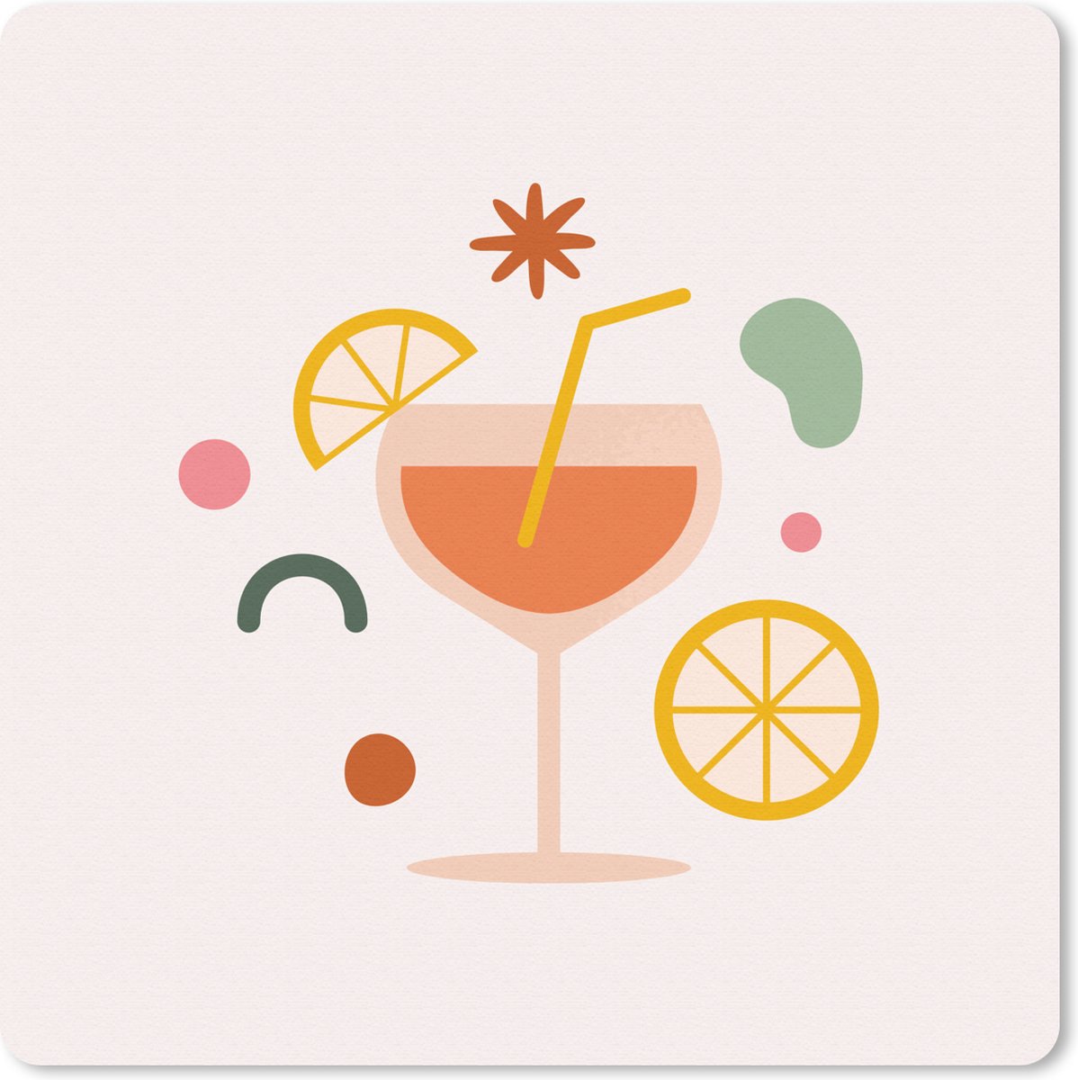Muismat 30x30 cm - Mousepad Cocktail - Vormen - Zomer - Muismatten