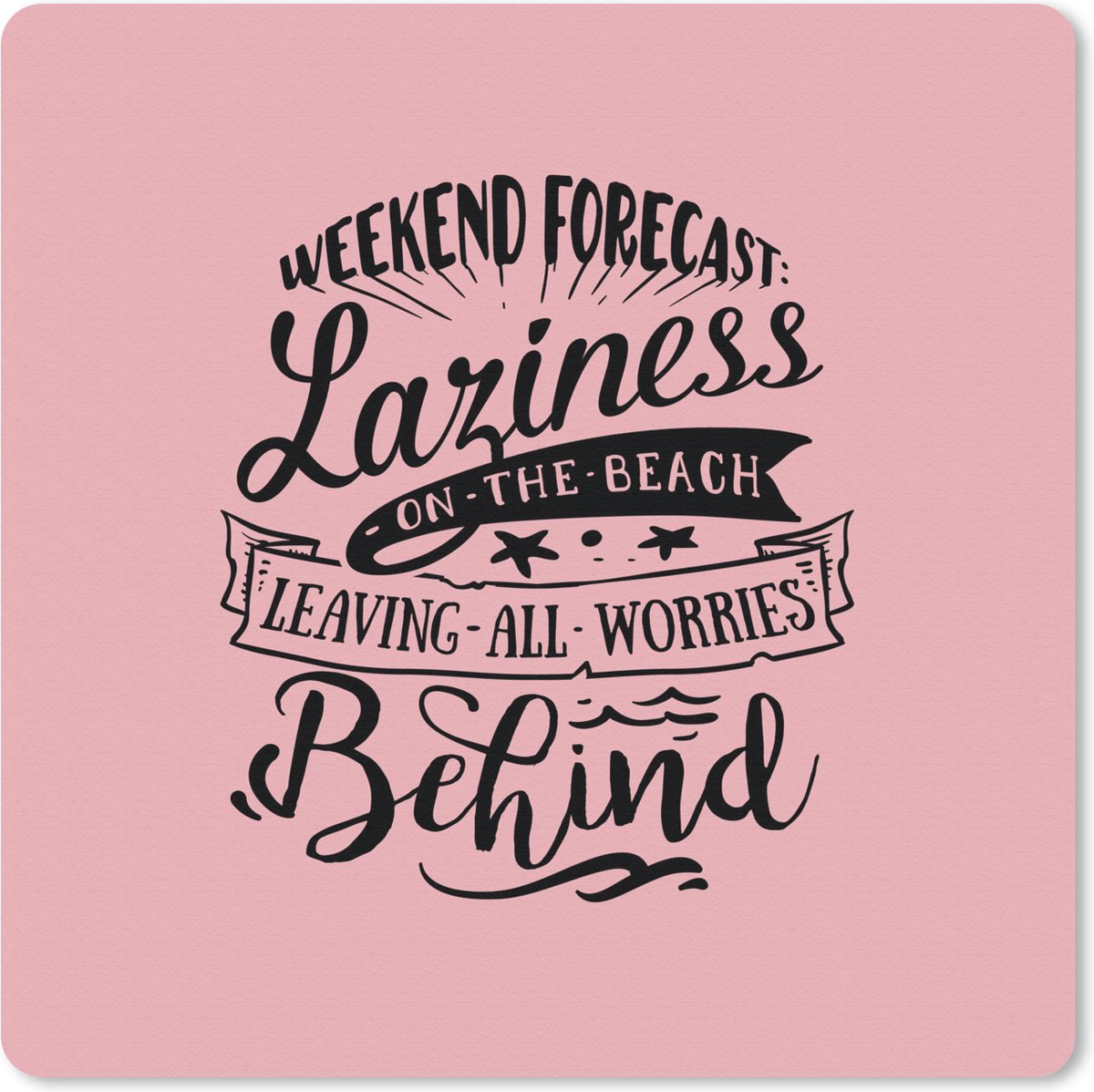 Muismat 20x20 cm - Mousepad Zomer - Quotes - Roze - Strand - Muismatten