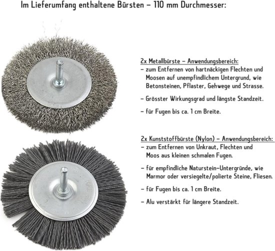 Voegenborstel Set van 4 - Elektrische Onkruidverwijderaar voor Terras en Trottoir — afbeelding 3