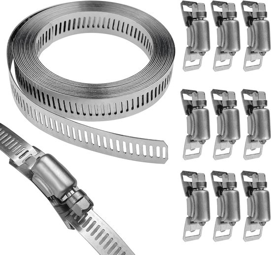 Leryati Slangklemmen, set van 4 stuks, 118-140 mm, roestvrij staal, 304 klemmen, slangklem, geen slangbinder, grote buisklemmen en schroefklemmen voor zwembad, wasmachine en tuin