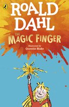 Boek The Magic Finger van Roald Dahl, geïllustreerd door Quentin Blake. Een meisje wijst met een magische vinger.