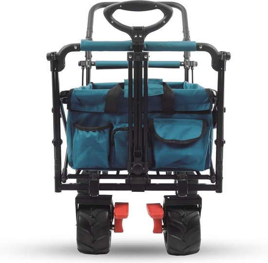 Opvouwbare Strandkar met Brede Wielen en UV-bescherming - Robuuste Strandtrolley voor Outdoor en Strand van Merkloos — afbeelding 5