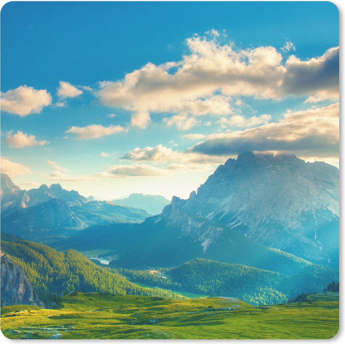 Muismat 20x20 cm - Mousepad Alpen - Zon - Natuur - Muismatten
