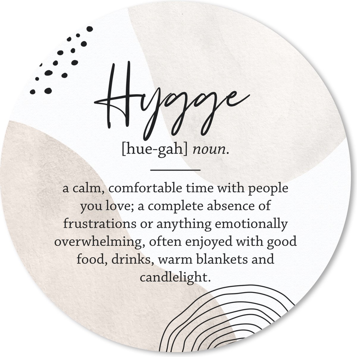 Muismat rond 50x50 cm - Mousepad Hygge - Kaarsen - Spreuken - Ronde muismatten