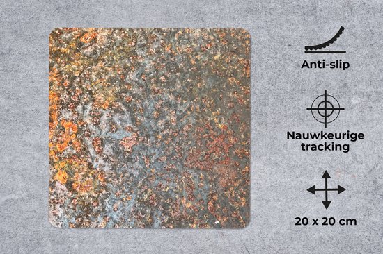 Tapis de Souris Klein - Rouille - Métal - Vintage - Grijs - Abstrait - 20x20 cm