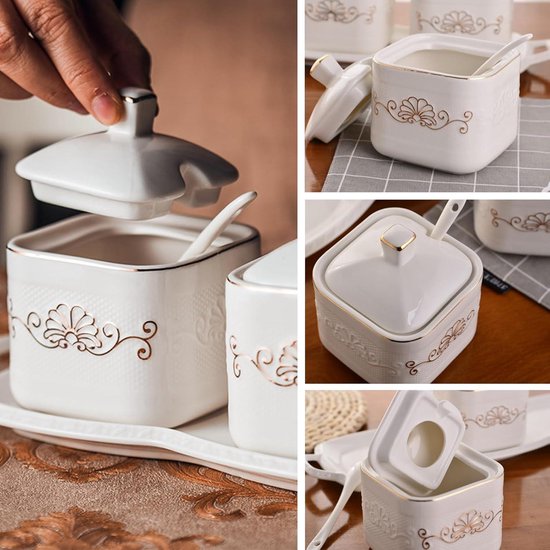 Keramische pot, suikerpot in effen kleur met deksel en lepel, 300 ml keramische suikerpot, porseleinen suikerpot, for koffiebar, restaurant, huisblauw - 300 ml kruidenpotjes (kleur: roze, maat: 300 ml