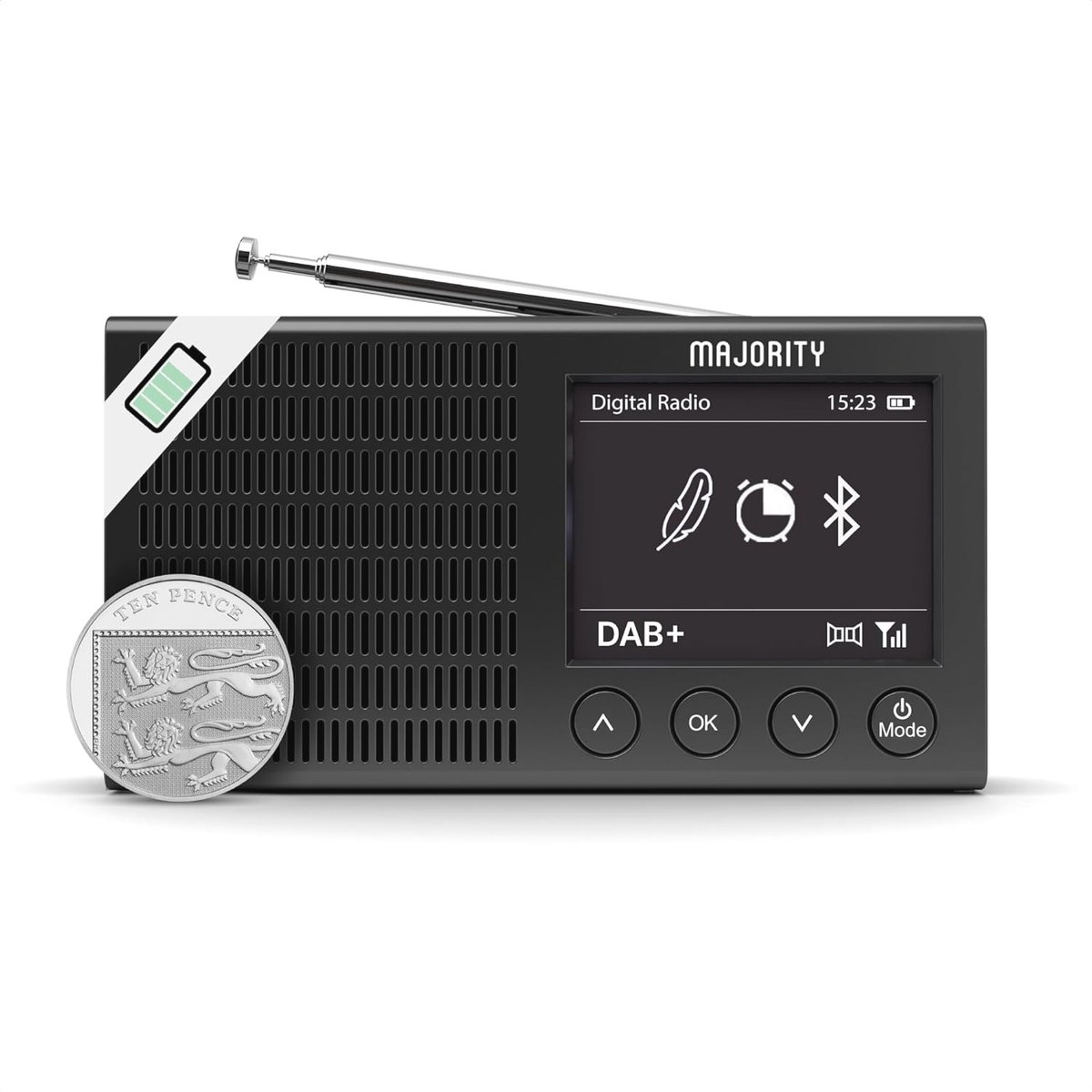 Goedkoopste DAB en FM-radio, lichtgewicht en oplaadbaar met Bluetooth, draagbaar, met dubbele wekkerfunctie