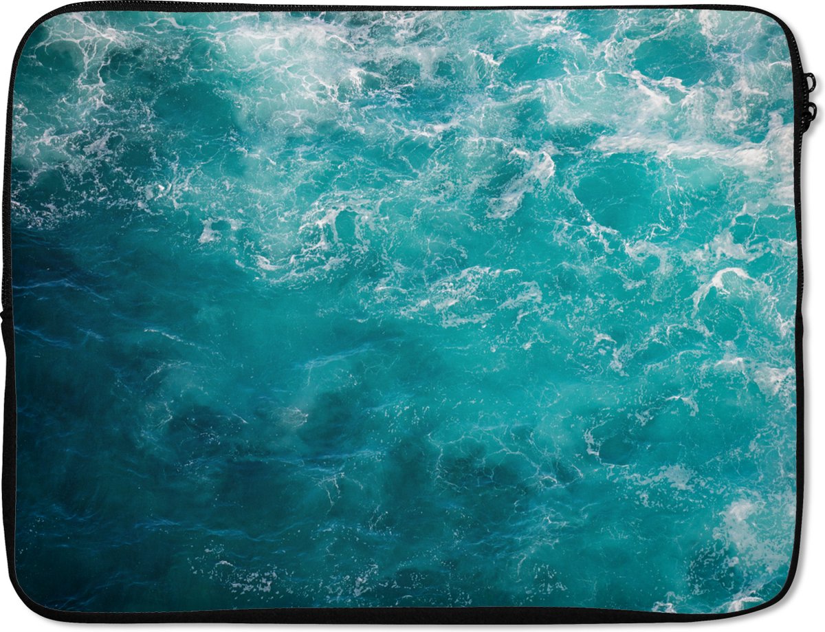 Laptophoes 17 inch - Zee - Water - Turquoise - Laptop sleeve - Binnenmaat 41x28 cm - Zwarte achterkant